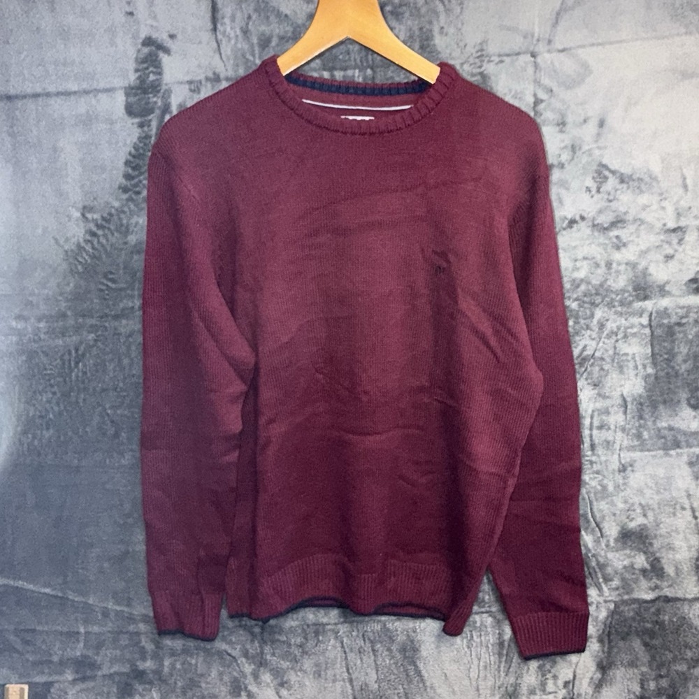 MLN Men's Burgundy Sweater Size Small Elbow Patched 062